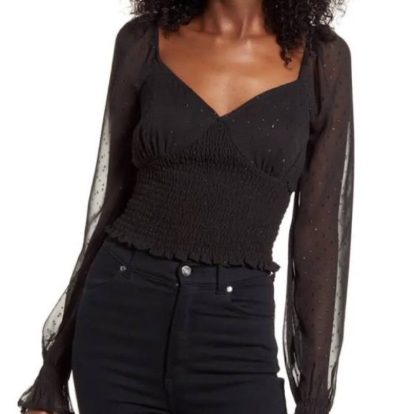 Leith Tops - Smocked Long Sleeve crop Top
LEITH